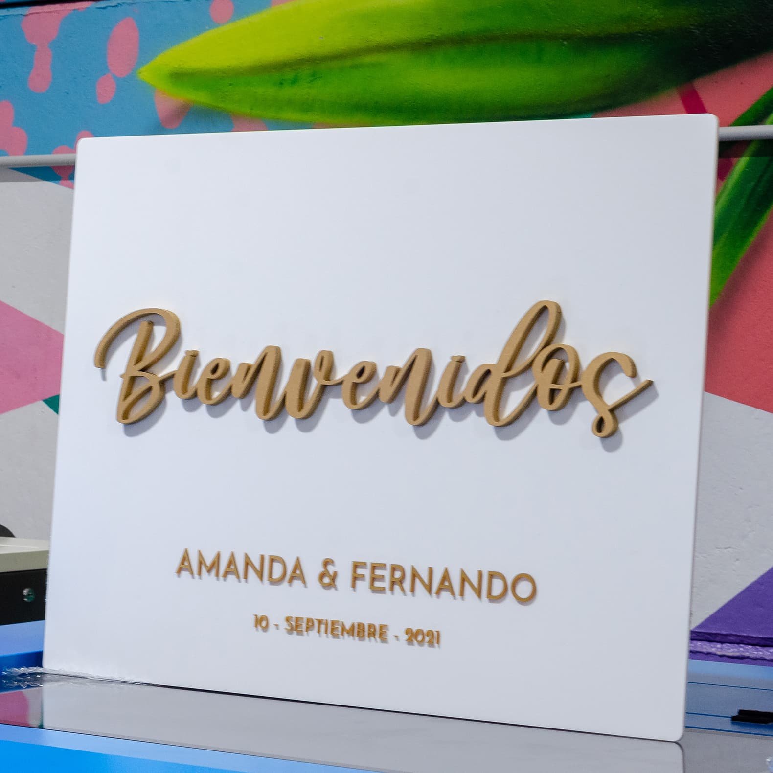 Cartel de bienvenida para boda de cliente particular, trabajo de IDEÁTICA