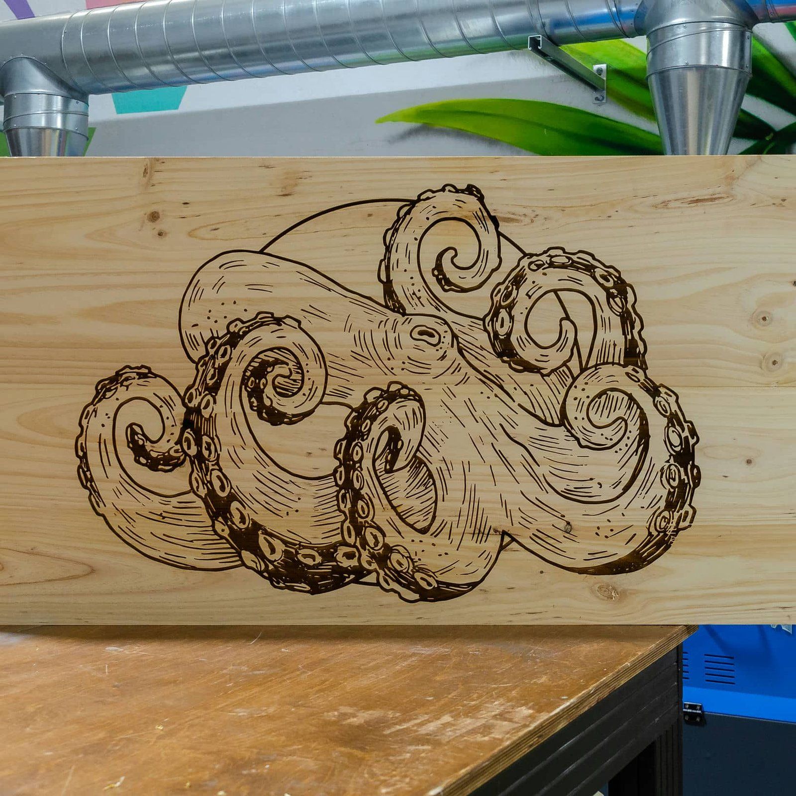 Rótulo de madera grabada a láser, IDEÁTICA Madrid